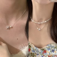 여성 s925 불가사리 진주 심플 데일리 목걸이