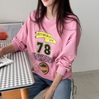 루즈핏 편안한 핑크 여성 맨투맨 티셔츠
