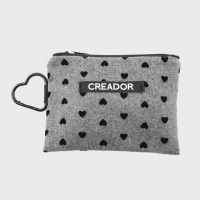 velvet heart wool zipper pouch (2 sizes)