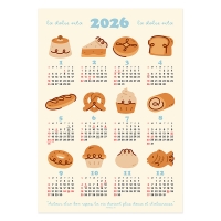 [접착포스터] 홈카페 다이닝 한장 달력 22종 - 캘린더 18 빵 굽는날