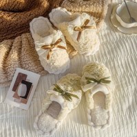 여성 털실내화 실내슬리퍼 리본 양털 겨울 거실화