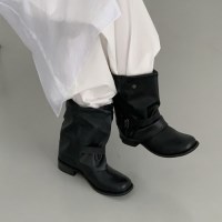 셔링 버클 통넓은 미들부츠 r3nh