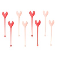 도시락픽 큐피트픽 하트픽 핑크 레드 8개1세트 Q356