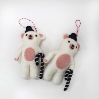 크리스마스 양모 지팡이곰 오너먼트&키링