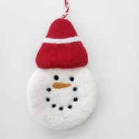 크리스마스 양모 빨간보자눈사람 오너먼트&키링