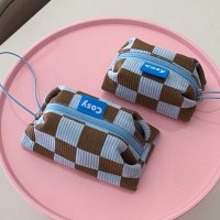 BIBI POUCH_mint choco checkerboard