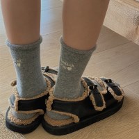 마렛 여성 굿럭 행운 돌돌이 레터링 무압박 골지 양말 R276