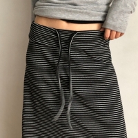 쏘이티 단가라 스트라이프 니트 롱스커트