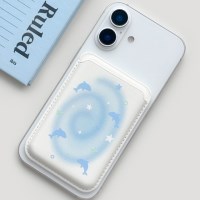 돌고래 바다 블루 여름 맥세이프 가죽 카드 지갑 케이스