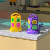 비비드 컬러 디자인 멀티탭 콘센트 고용량 타워형 집들이선물 2m