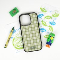 체크 플라워 그린티 맥세이프 글라스 폰케이스