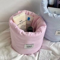 Argent puff basket - stripe pink