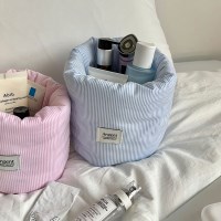 Argent puff basket - stripe blue