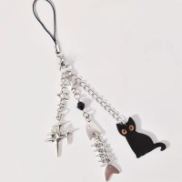 검은고양이키링 깜냥이 까만 블랙 펑크 힙한 실버 메탈 검정