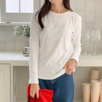 겨울 베이직 기모 스판 긴팔 라운드넥 티셔츠