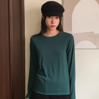 여자 데일리 레이온 스판 기모 긴팔 티셔츠