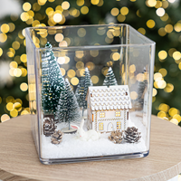 크리스마스 장식 화병 화이트하우스와 토끼 set 15cm (DIY)