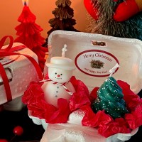 크리스마스 신사눈사람 크림트리 캔들 세트 오브제 소품