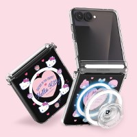 산리오 큐티 Z플립 오토 힌지 마그네틱 클리어하드 케이스