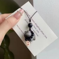 흑요석 액막이 고양이 키링 수능 커플템 선물 부적 시험 합격 응원 