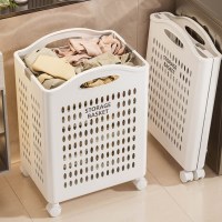 접이식 이동식 세탁바구니 바퀴 빨래바구니