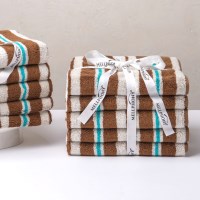 멜포니 뱀부타올 200g 스트라이프 브라운 5장 묶음 16종 수건
