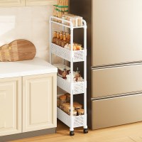 핏 틈새 수납장 슬림 트롤리 선반 이동식 카트 4단 400