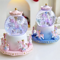 크리스마스 회전목마 스노우볼 조명 크리스마스소품 장식 2color