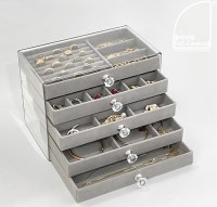 풀커버링 5단 크리스탈 보석함 벨벳 서랍형 주얼리 보관 진열대