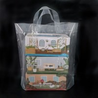 PE 투명 손잡이 루프 봉투 쇼핑 40x40+6cm 10장