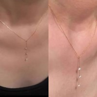 여성 s925 실버 방울 큐빅 여리 드롭 목걸이