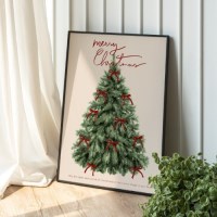 크리스마스 일러스트 겨울 포스터 캔버스 액자 - 리본트리