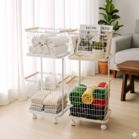 모노 베이직 이동식 2단 빨래 바구니 세탁  런드리 바스켓 빨래통