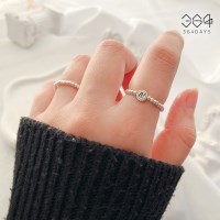 925실버 행운의 만자 반지 2mm 은볼 비즈반지 불교 절모양
