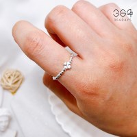 925실버 행운의 네잎클로버 반지 2mm 은볼 비즈반지 은반지