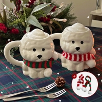 [크리스마스머플러증정] 비숑 머그잔 크리스마스 컵 친구 선물용