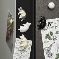 옆으로 누운 고양이 미니어처 냉장고 자석 리마인더
