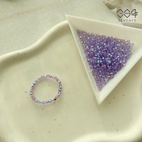 오로라 인어펄 퍼플 스피넬 비즈반지 극소 크리스탈 반지