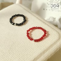 신민아 비즈반지 갯마을차차차 925실버 블랙 레드 크리스탈 반지