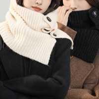 여성 니트 단추 터틀 넥 워머 목폴라 목도리