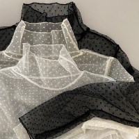 도트링 밑단프릴 땡땡이 시스루 긴팔 티셔츠 3 color