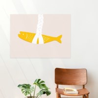 액막이 명태 풍수 그림 액자 가로형-2. 액막이 황금빛 가로