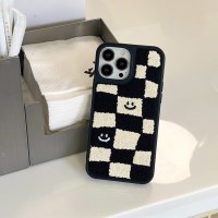 스마일 체크 뽀글이 아이폰 케이스