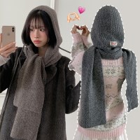 [2in1] 피터 울 니트 스트링 후드 바라클라바 머플러 (25HA025)