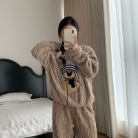 미니모 여성 겨울 플리스 곰돌이 파자마 잠옷 세트