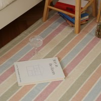 먼지없는 워셔블 밀러 파스텔 스트라이프 극세사 거실카페트 러그