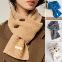 라일프 여성 겨울 버튼 크로스 니트 넥워머 머플러 목도리
