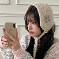 레미 울 니트 뽀글이 패치 귀도리 (25T064)