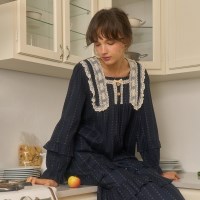 네쥬 긴팔 원피스 네이비 (21수)