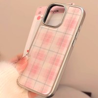 핑크 체크 에폭시 아이폰 케이스